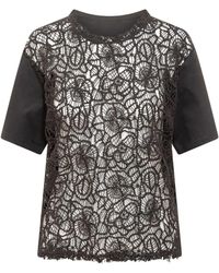 Semicouture - Camiseta de cuello redondo bordada con flores - Lyst