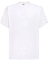 Burberry - Weißes baumwoll-t-shirt mit logo-detail - Lyst