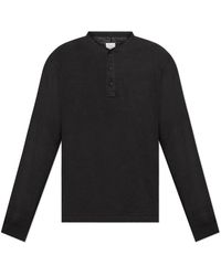 Rag & Bone - Tops ,Zwart ,Katoen Classic Flame Long Sleeve Henley - Lyst