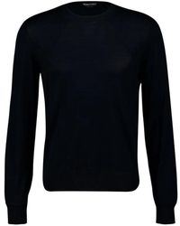 Tom Ford - Truien & Vesten ,Zwart ,Wol Klassiek Ronde Hals Breiwerk - Lyst
