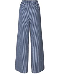 Lolly's Laundry - Broeken ,Blauw ,Katoen Gestreepte Elastische Taille Broek - Lyst