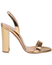 Aquazzura - Block sandal in gold mirror leather - Lyst