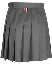 Thom Browne - Rokken ,Grijs ,Wol Super 120's Twill Plissé Rok - Lyst