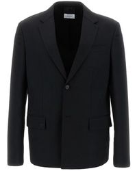 Off-White c/o Virgil Abloh - Schwarzer wollblazer mit gesticktem logo und internem riemen - Lyst