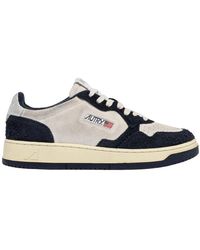 Autry - Schoenen ,Veelkleurig ,Suède Witte Sneakers Met Suède En Mesh - Lyst