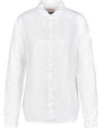 Barbour - Overhemden ,Wit ,Linnen Marine Relaxed Shirt - Lyst
