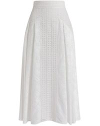 Alberta Ferretti - Rokken ,Wit ,Katoen Sangallo Lace Lange Rok - Lyst