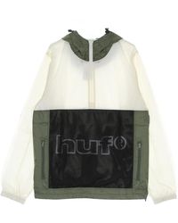 Huf - Jassen ,Veelkleurig ,Nylon Lichte Windbreaker Anorak Met Hoge Kraag - Lyst