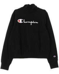 Champion - Hoodies & Sweatvesten ,Zwart ,Katoen Turtle Neck Sweatshirt - Lyst