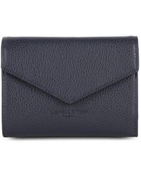 Lancaster - Blaue lederbrieftasche mit klappe und druckknopfverschluss - Lyst