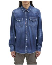 DSquared² - Overhemden ,Blauw ,Katoen Classic Western Shirt - Lyst