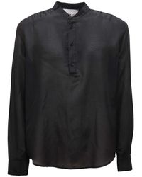 Amaranto - Overhemden ,Zwart ,Katoen Coreana Katoen/Zijde Shirt - Lyst