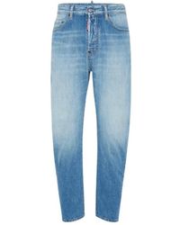 DSquared² - Jeans ,Blauw ,Katoen Vervaagde Bro Jeans Met Knoopsluiting - Lyst