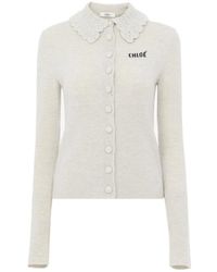Chloé - Truien & Vesten ,Grijs ,Wol Aansluitend Logo Vest Van Wol - Lyst