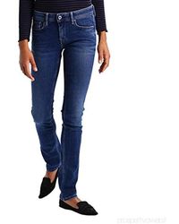 Pepe Jeans - Blauwe Elastische Katoenen Straight Broek - Lyst