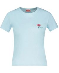 KENZO - Tops ,Blauw ,Katoen Tulip T-Shirt - Lyst