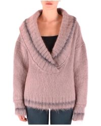 Peuterey - Truien & Vesten ,Roze ,Wol Rondgebreide Trui - Lyst