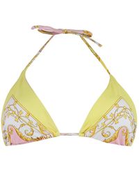Versace - Geprinte Triangel Bikini Top - Lyst