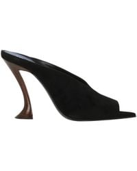 Lanvin - Midnight Step Strik Leren Muil Met Hak - Lyst