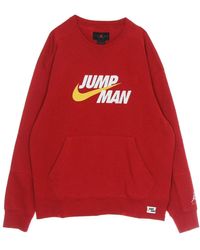Nike - Fitness ,Rood ,Katoen Klassiek Sweatshirt Met Ronde Hals En Geborduurde Logo's - Lyst