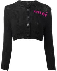 Chloé - Cropped Fitted Cardigan Met Ronde Hals - Lyst