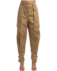 Semicouture - Pantalone cargo in cotone e lino con cinturini regolabili sul fondo - Lyst