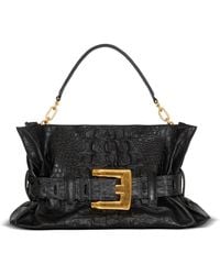 Balmain - Mittelgroße Tasche Anthem Aus Kalbsleder Mit Kroko-Prägung - Lyst
