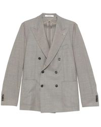 Tagliatore - Jassen ,Grijs ,Leer Double-Breasted Blazer - Lyst