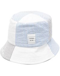 Thom Browne - Accessoires ,Wit ,Katoen Stijlvolle Bucket Hat Voor Zomerdagen - Lyst