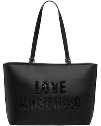 Love Moschino - Glitzernde logo tote tasche mit strass - Lyst