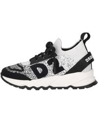 DSquared² - Weiße Schwarze Slip-On Strick Sneakers - Lyst
