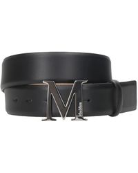 Max Mara - Schwarzes Lederarmband Mit Monogrammschnalle - Lyst