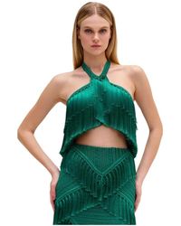 PATBO - Tops ,Groen ,Fringe Halterneck Top - Lyst