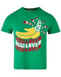 Gucci - Groen Logo Katoenen T-Shirt - Lyst