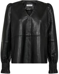 co'couture - Leren V-Blouse - Lyst