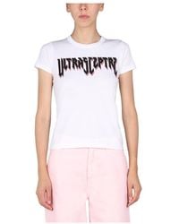 Raf Simons - Tops ,Wit ,Katoen Nauwsluitend T-Shirt Met Print - Lyst