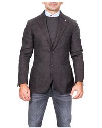 L.B.M. 1911 - Polyester Jassen En Blazers Grijs Gestreept - Lyst