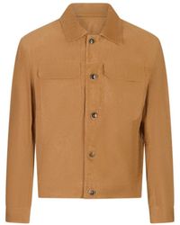 BOSS - Jassen ,Bruin ,Leer Perforated Suede Shirt Jacket - Lyst