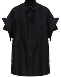 Balenciaga - Overhemden ,Zwart ,Katoen Logo Shirt - Lyst