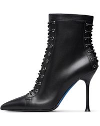 Loriblu - Schoenen ,Zwart ,Leer Corset Laced Calfskin Enkellaarsjes - Lyst