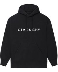 Givenchy - Schwarze pullover für männer,schwarzer baumwoll-logo-sweatshirt mit kapuze,schwarzer logo-print hoodie - Lyst