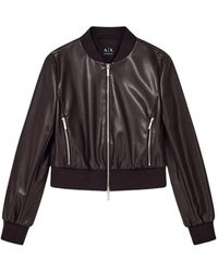 ARMANI EXCHANGE - Jassen ,Bruin ,Leer Bomberjack - Lyst