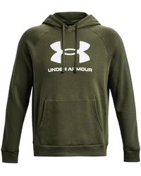 Under Armour - Rival Fleece Logo Herenhoodie Marine Od Groente Wit - Lyst