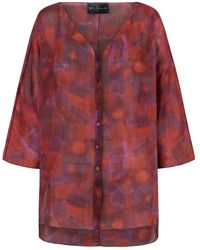 Cortana - Overhemden ,Rood ,Watercolour Print Blouse Met V-Hals - Lyst