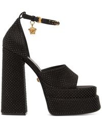 Versace - Schoenen ,Zwart ,Leer Medusa Aevitas Platform Sandal - Lyst