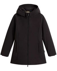 Woolrich - Zwarte Jas Met Capuchon En Rits - Lyst