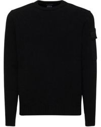 C.P. Company - Schwarzer pullover aus gemischter wolle mit rundhalsausschnitt - Lyst