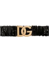 Dolce & Gabbana - Elastischer Lackledergürtel - Lyst