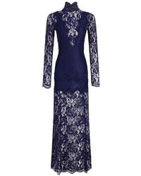 Rabanne - Kleedjes ,Blauw ,Maxi Jurk Met Kanten Inzetstukken - Lyst