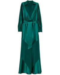 Kiton - Kleedjes ,Groen ,Maxi-Jurk Met Kraag En Ceintuur - Lyst